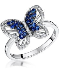 The Diamond Store - Stellato Collection Sapphire And Diamond Butterfly Ring 9K - Lyst