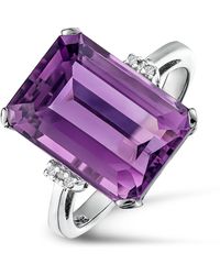The Diamond Store - Amethyst 6.40Ct And Diamond 925 Sterling Ring - Lyst