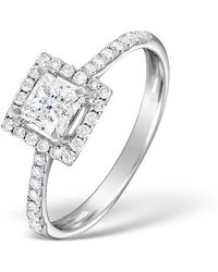 The Diamond Store - Halo Engagement Ring Ella 0.82Ct G/Vs Princess Diamond 18K - Lyst