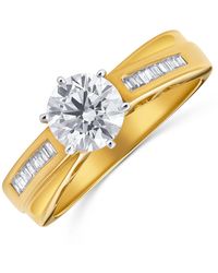 The Diamond Store - 18K Lab Diamond Claw Ring Mount With Baguette Detail On Shoulders (1.17Ct) - Lyst