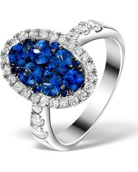 The Diamond Store - 0.74Ct Diamond 1.55Ct Sapphire And 18K Cluster Ring - Lyst