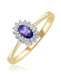 The Diamond Store - Tanzanite 5 X 3Mm And Diamond 9K Ring A4323 - Lyst