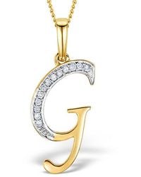 The Diamond Store - Initial 'G' 0.05Ct Lab Diamond Pendant Necklace - Lyst