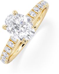 The Diamond Store - Amora Oval 1.00Ct Hidden Halo Lab Diamond Engagement Ring With Side Stones Set - Lyst