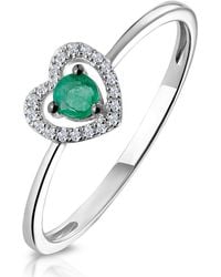 The Diamond Store - Emerald And Diamond Stellato Heart Ring - Lyst