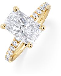 The Diamond Store - Amora Radiant 2.00Ct Hidden Halo Lab Diamond Engagement Ring With Side Stones Set - Lyst