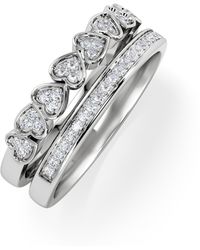 The Diamond Store - Double Heart Band Stacking Ring Lab Diamond 0.20Ct - Lyst