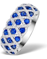The Diamond Store - Sapphire 1.36Ct And Diamond Lattice Ring - Lyst