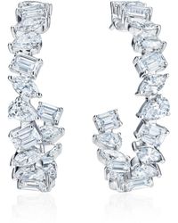 The Diamond Store - Luxe 8.00Ct Lab Diamond Hoop Earrings With Igi Certified Mixed-Cut Diamonds - Lyst