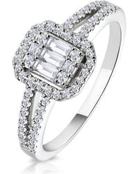 The Diamond Store - 0.50Ct Halo Baguette Diamond Ring Asteria Collection - Lyst