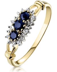 The Diamond Store - Sapphire 0.34Ct And Diamond 9K Ring - Lyst