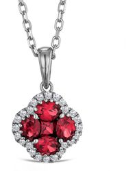 The Diamond Store - Alegria 0.90Ct Lab Ruby Halo Pendant Necklace - Lyst