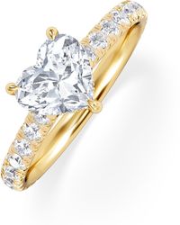 The Diamond Store - Amora Heart 1.47Ct Hidden Halo Lab Diamond Engagement Ring With Side Stones Set - Lyst