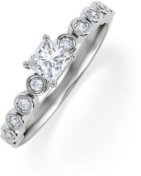 The Diamond Store - Entwine 0.30Ct Princess Cut Lab Diamond Solitaire Engagement Ring With Side Stones - Lyst