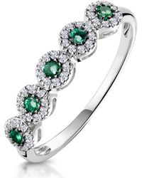 The Diamond Store - Emerald And Halo Diamond Stellato Eternity Ring - Lyst