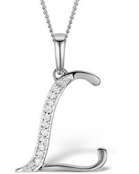 The Diamond Store - 925 Lab Diamond Initial 'L' Necklace 0.05Ct - Lyst