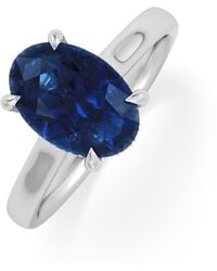 The Diamond Store - Amora Gem 2.00Ct Oval Cut Lab Sapphire Hidden Halo Engagement Ring - Lyst