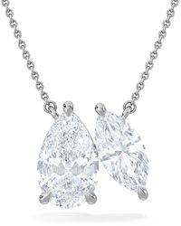 The Diamond Store - Toi Et Moi 3.00Ct Pear And Marquise Cut Lab Diamond 2 Stone Necklace - Lyst