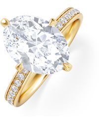 The Diamond Store - Origin Twist 3.00Ct Oval Cut Lab Diamond Solitaire Engagement Ring With Side Stones - Lyst
