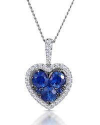 The Diamond Store - 0.8 Ct Sapphire & Lab Grown Diamond Heart Pendant Necklace - Lyst