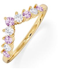 The Diamond Store - Starlit Sapphire And Lab Diamond Wishbone Ring - Lyst