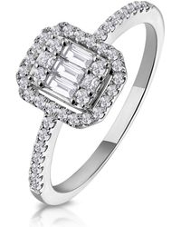 The Diamond Store - 0.40Ct Halo Baguette Diamond Asteria Ring - Lyst