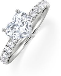 The Diamond Store - Amora Heart 1.47Ct Hidden Halo Lab Diamond Engagement Ring With Side Stones Set - Lyst