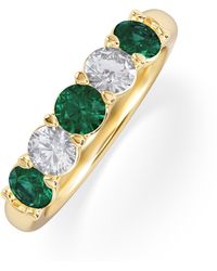 The Diamond Store - Solene 0.75Ct Round Cut Lab Emerald And Lab Diamond Half Eternity Ring - Lyst