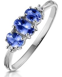 The Diamond Store - Tanzanite 0.59Ct And Diamond 9K Ring - Lyst