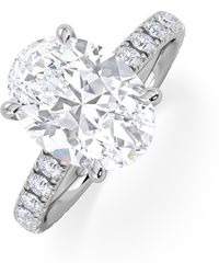 The Diamond Store - Amora Oval 3.00Ct Hidden Halo Lab Diamond Engagement Ring With Side Stones Set - Lyst