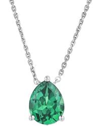 The Diamond Store - 2.4 Ct Astra Lab Grown Emerald & Diamond Solitaire Pear Cut Necklace - Lyst