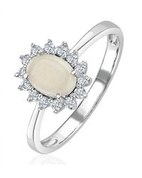 The Diamond Store - Opal 7 X 5Mm And Diamond 9K Ring - Lyst