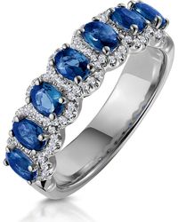 The Diamond Store - Sapphire And Diamond Halo Asteria Eternity Ring - Lyst