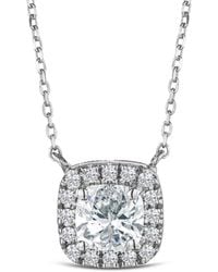 The Diamond Store - Lumia Cushion Cut Lab Diamond Halo Pendant 1.20Ct F/Vs - Lyst