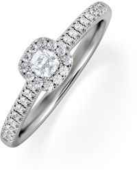 The Diamond Store - Lumia Cushion Cut Lab Diamond Halo Ring 0.33Ct F/Vs - Lyst