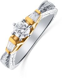 The Diamond Store - 18K Ring Two Tone Lab Diamond Set Pattern Shank (0.55Ct) - Lyst