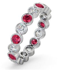 The Diamond Store - Ruby 1.50Ct And G/Vs Diamond 18Kw Eternity Ring - Lyst
