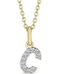 The Diamond Store - Love Letter Initial C Lab Diamond Necklace Set - Lyst