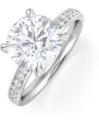 The Diamond Store - Origin 3.30Ct Round Cut Lab Diamond Solitaire Engagement Ring With Side Stones - Lyst