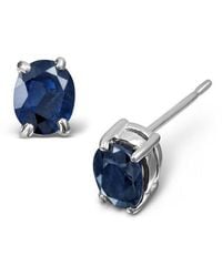 The Diamond Store - Sapphire 5Mm X 4Mm 18K Earrings - Lyst