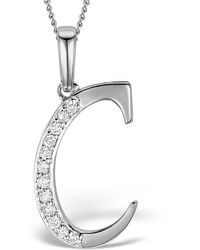 The Diamond Store - 925 Lab Diamond Initial 'C' Necklace 0.05Ct - Lyst