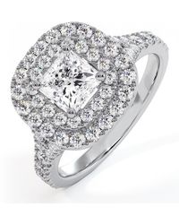 The Diamond Store - Cleopatra Gia Diamond Halo Engagement Ring 18K 1.45Ct G/Vs1 - Lyst