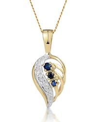 The Diamond Store - Sapphire 9 X 14 Mm And Diamond 9K Pendant Necklace - Lyst