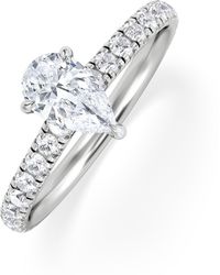 The Diamond Store - Amora Pear 0.97Ct Hidden Halo Lab Diamond Engagement Ring With Side Stones Set - Lyst