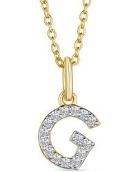 The Diamond Store - Love Letter Initial G Lab Diamond Necklace Set - Lyst