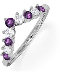 The Diamond Store - Starlit Amethyst And Lab Diamond Wishbone Ring - Lyst