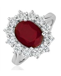 The Diamond Store - Ruby 2.40Ct And Diamond 1.00Ct Cluster Ring Set - Lyst