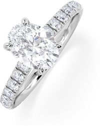 The Diamond Store - Amora Oval 1.00Ct Hidden Halo Lab Diamond Engagement Ring With Side Stones Set - Lyst