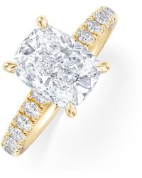 The Diamond Store - Amora 2.00Ct Elongated Cushion Cut Lab Diamond Hidden Halo Engagement Ring With Side Stones - Lyst