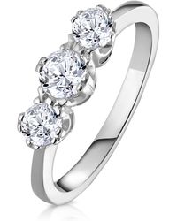 The Diamond Store - Emily 18K 3 Stone Diamond Ring 0.75Ct H/Si - Lyst
